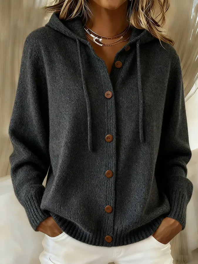 Begoña | Chaqueta de Punto con Capucha y Botones