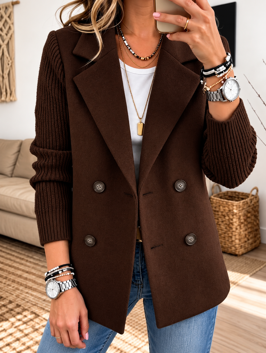 Carla | Blazer Elegante con Mangas de Punto