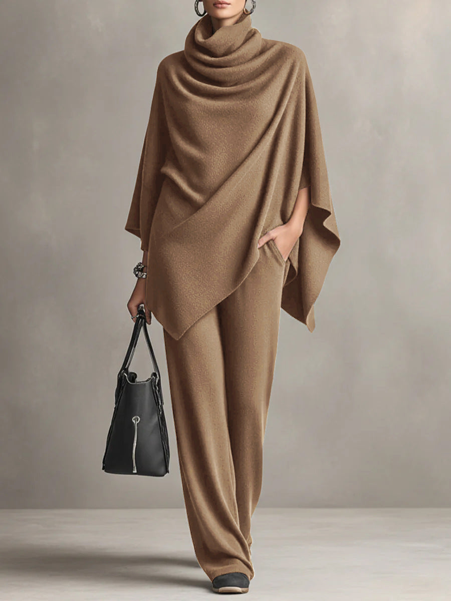 Elisa | Conjunto Elegante con Top Estilo Capa y Pantalón de Pierna Ancha