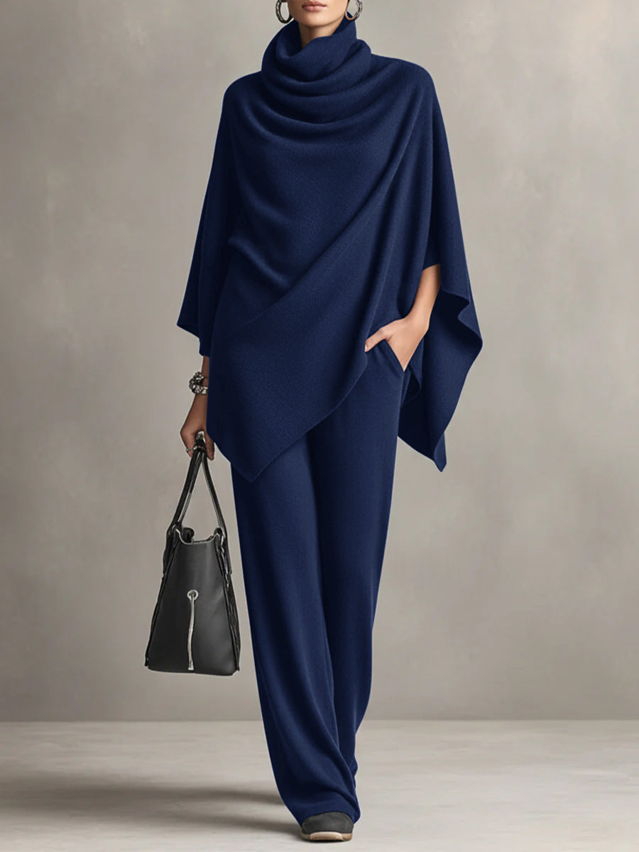 Elisa | Conjunto Elegante con Top Estilo Capa y Pantalón de Pierna Ancha