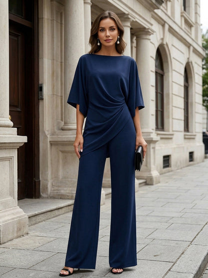 Gabriella | Conjunto de blusa drapeada y pantalones amplios