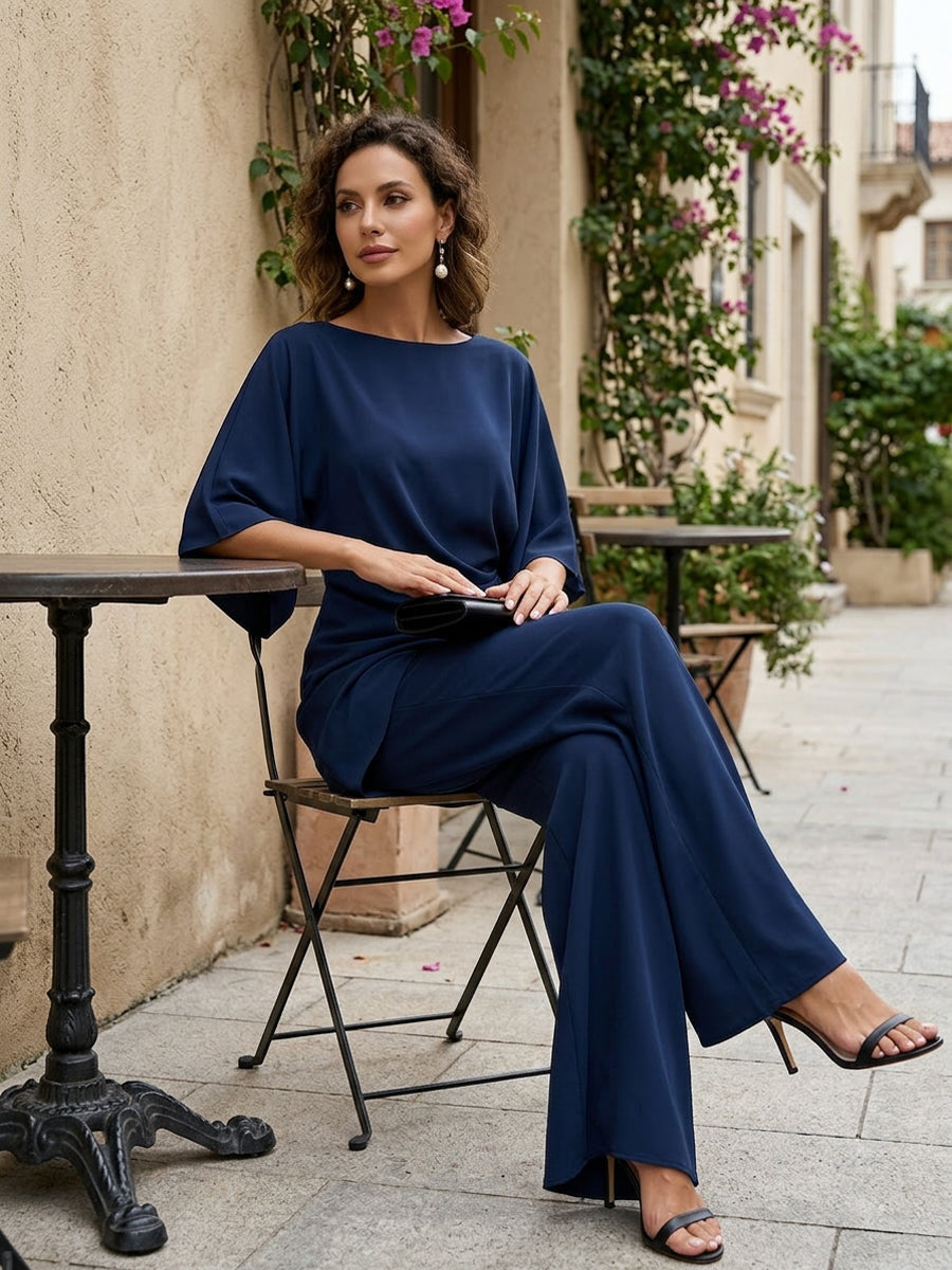 Gabriella | Conjunto de blusa drapeada y pantalones amplios