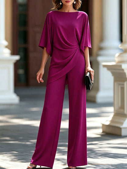 Gabriella | Conjunto de blusa drapeada y pantalones amplios