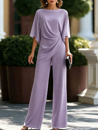 Gabriella | Conjunto de blusa drapeada y pantalones amplios