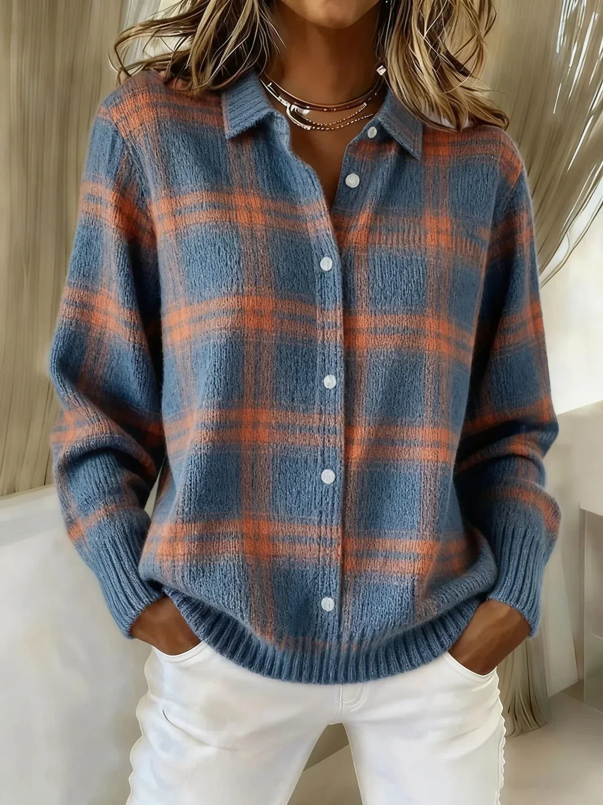 Candela | Chaqueta de Punto de Cuadros