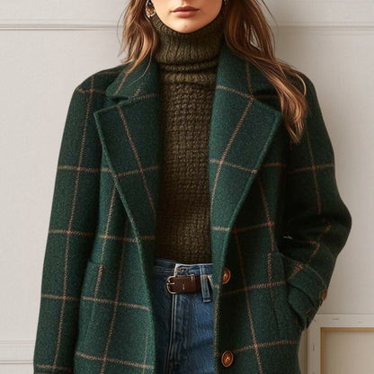 Graziella | Abrigo largo de tweed a cuadros