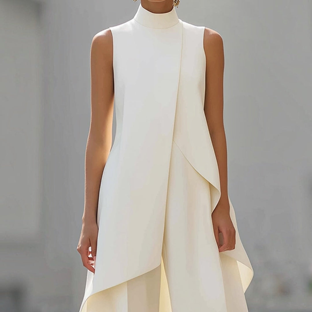 Valentina | Mono elegante con top drapeado de cuello alto