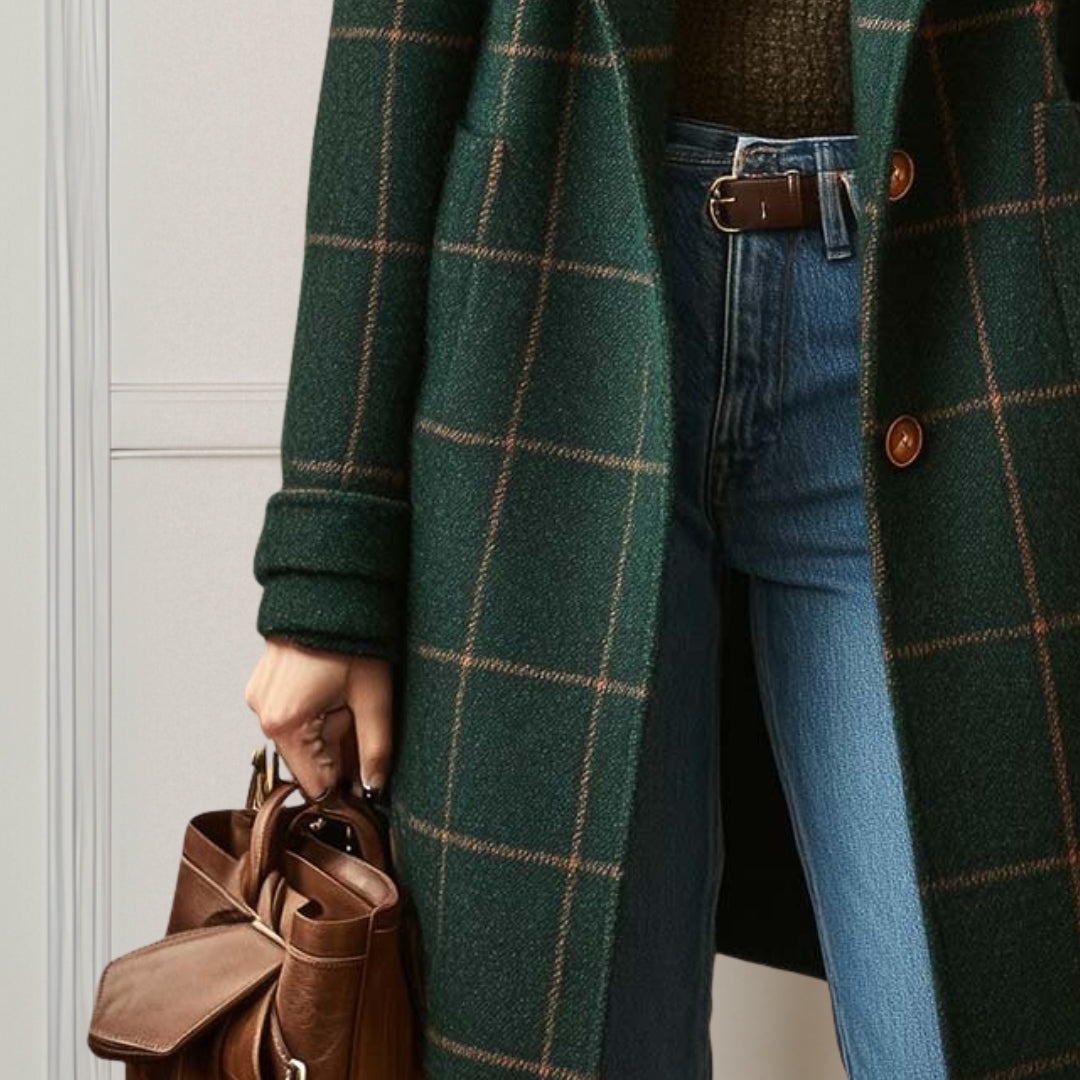 Graziella | Abrigo largo de tweed a cuadros