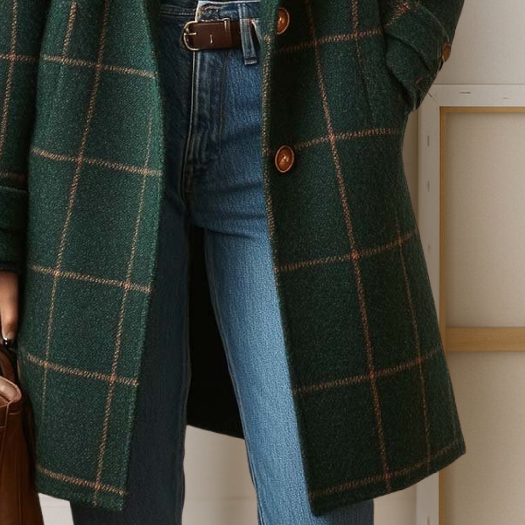 Graziella | Abrigo largo de tweed a cuadros