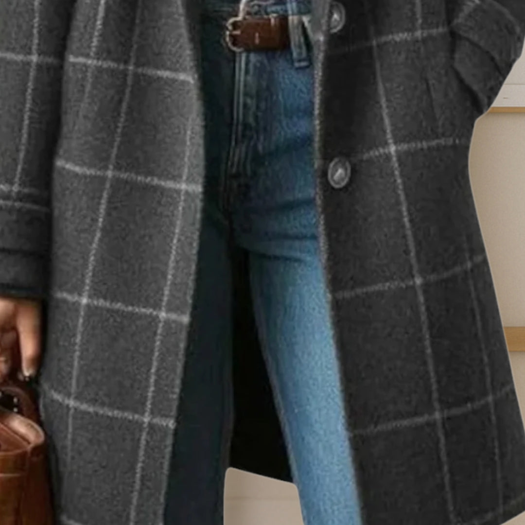 Graziella | Abrigo largo de tweed a cuadros