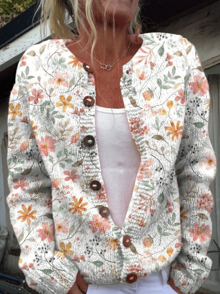 Andrea Cárdigan de Punto Floral Vintage