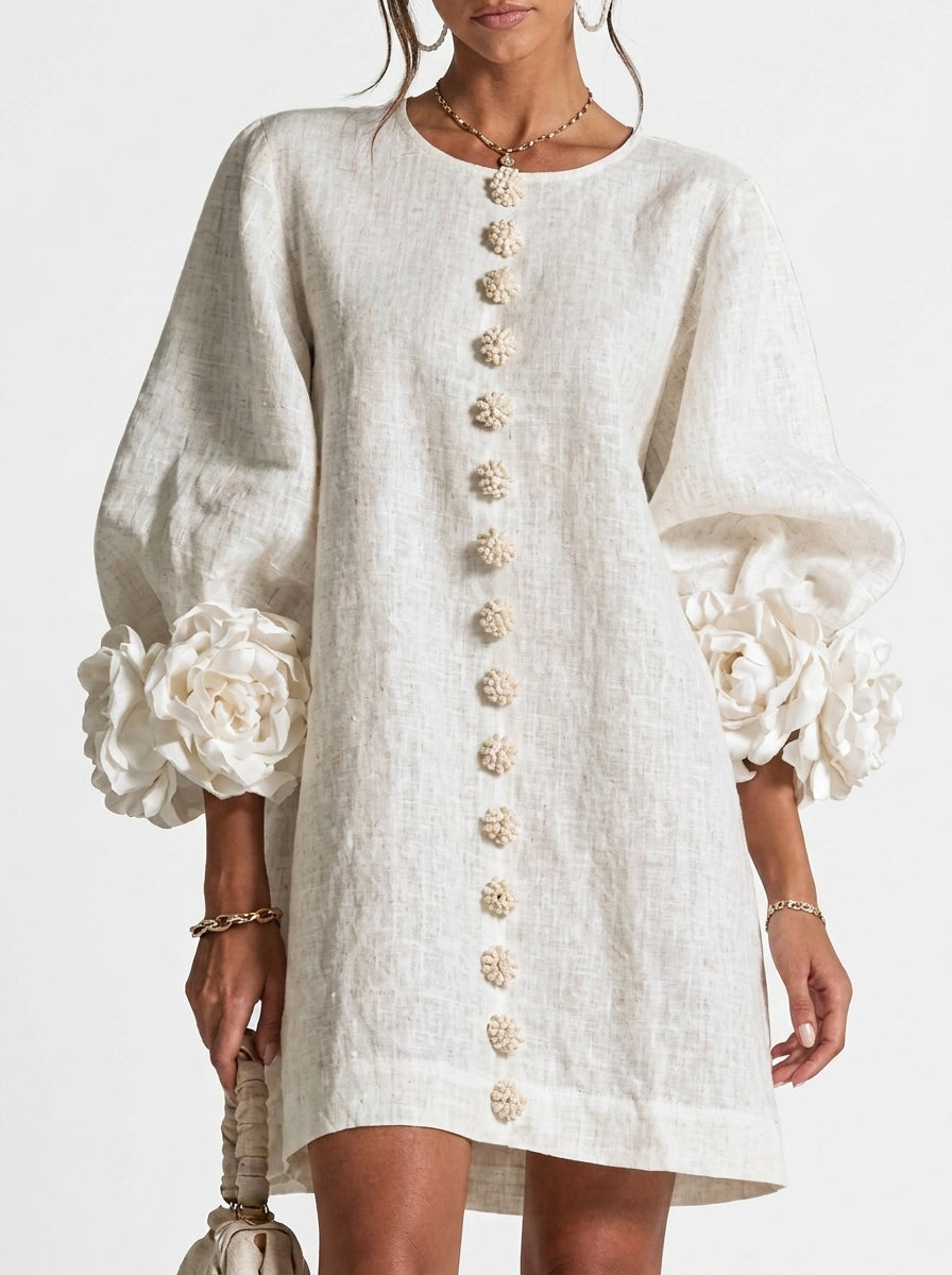 Cintia | Vestido con flores en relieve