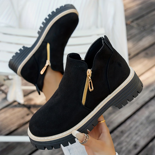 Encarnación | Botines con Cremalleras Doradas