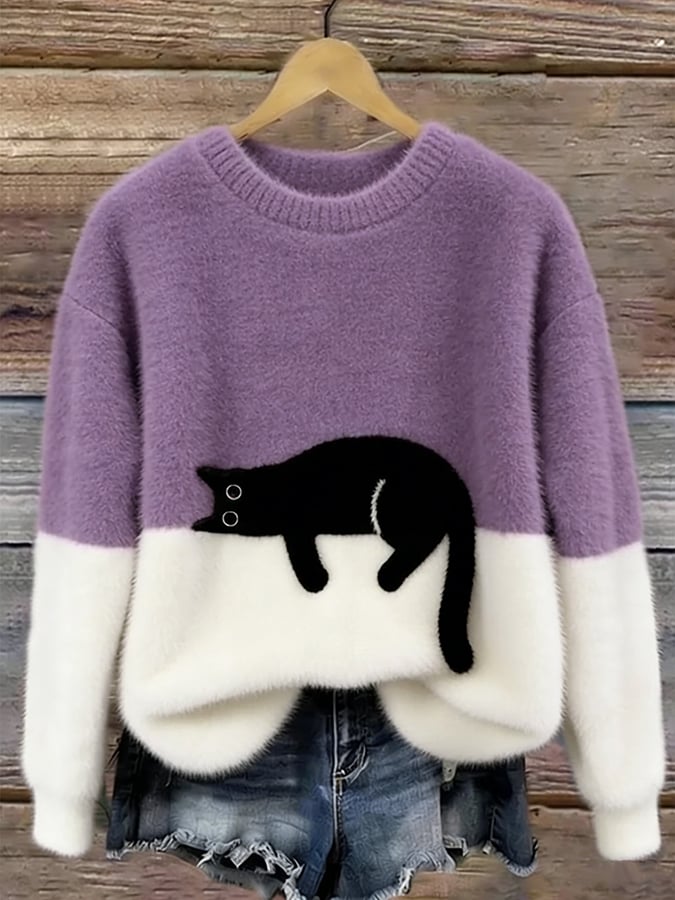 Cristina | Jersey Oversize Elegante con Gato