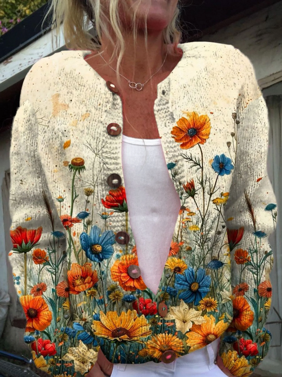 Teresa Cárdigan Vintage con Estampado Floral