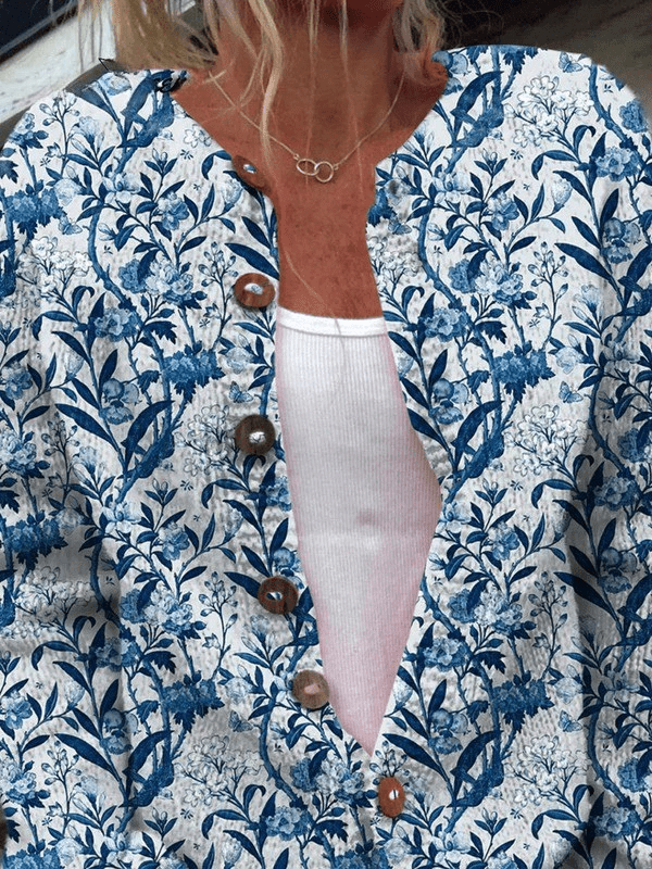 Lucía Cárdigan Vintage Floral con Botones Frontales