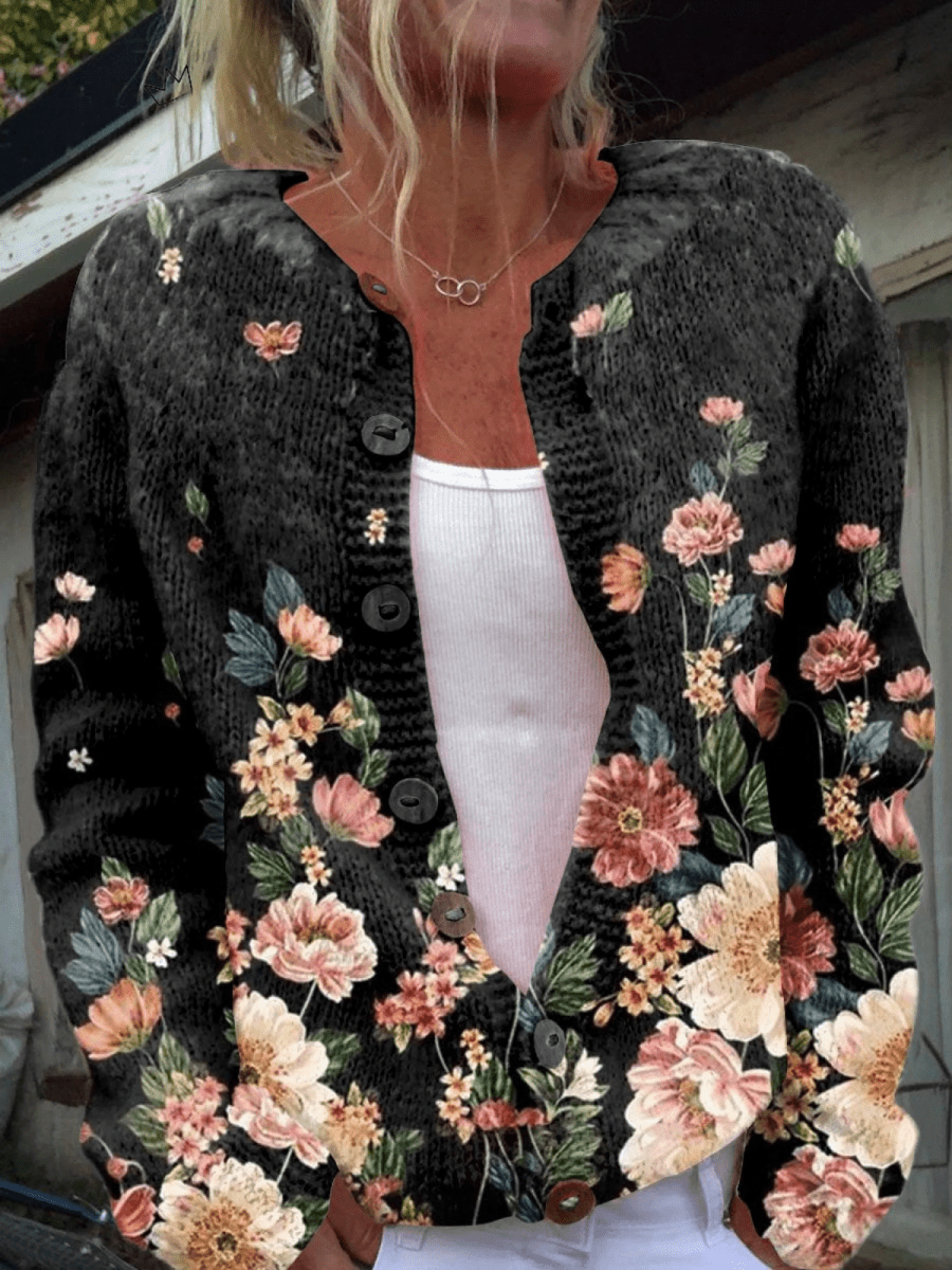 Valentina Cárdigan Floral Vintage con Botones