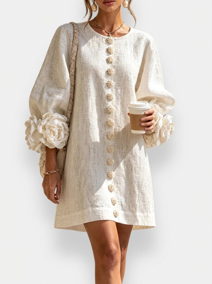 Cintia | Vestido con flores en relieve