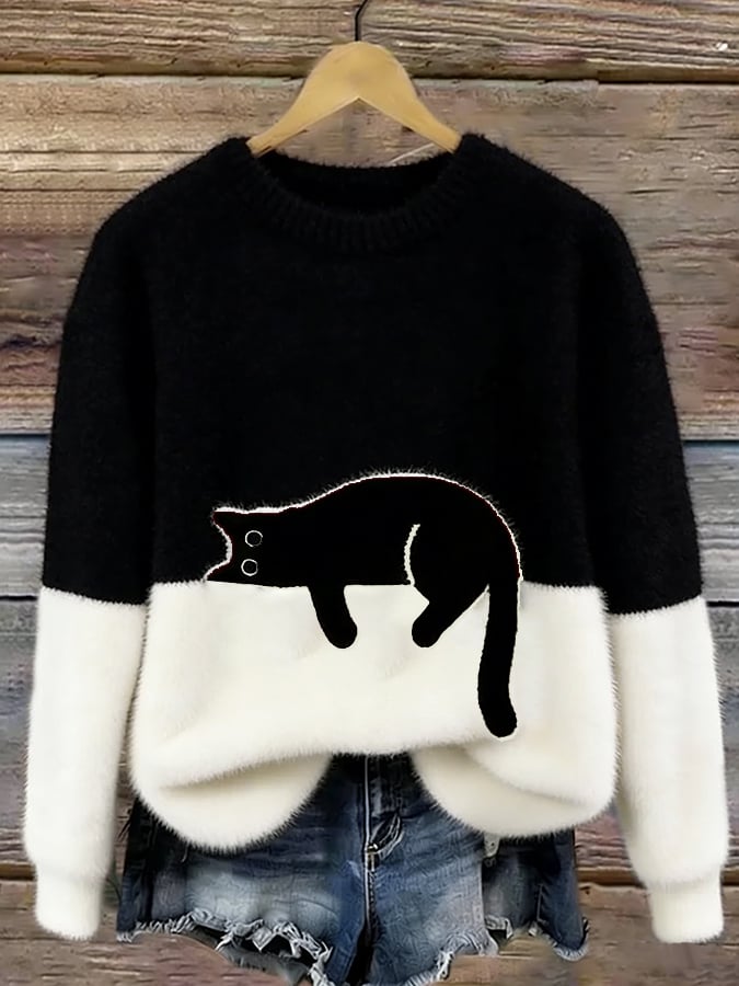 Cristina | Jersey Oversize Elegante con Gato