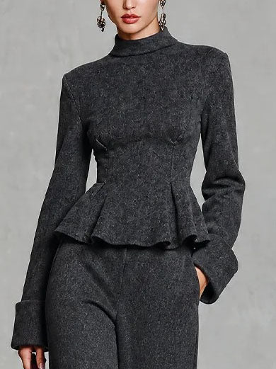 Bianca | Conjunto Elegante con Top Péplum y Pantalón de Pierna Ancha
