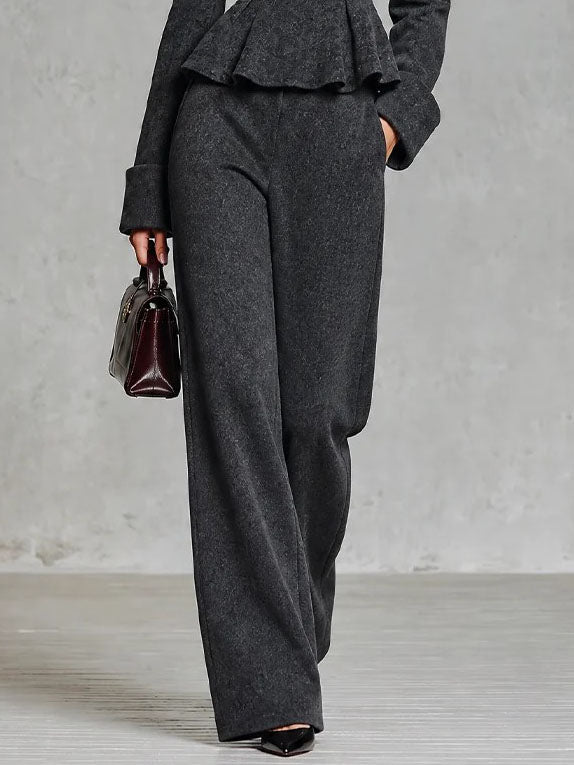 Bianca | Conjunto Elegante con Top Péplum y Pantalón de Pierna Ancha
