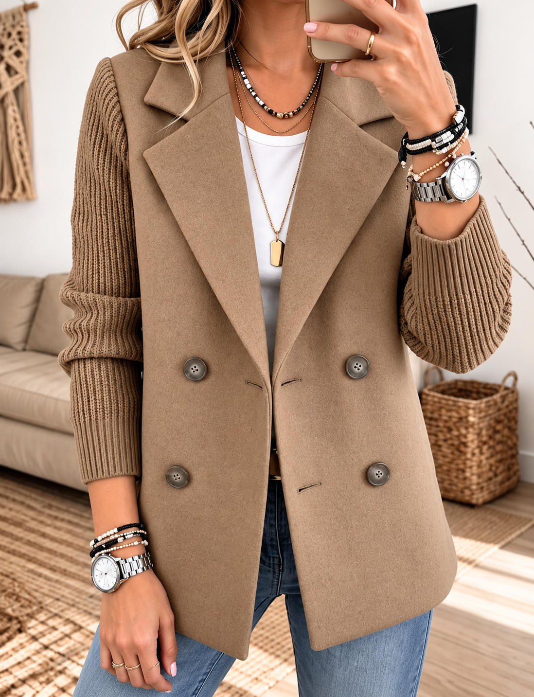 Carla | Blazer Elegante con Mangas de Punto