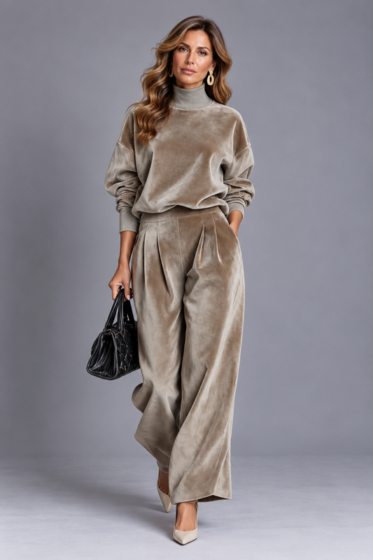 Clara | Conjunto de Terciopelo con Cuello Alto