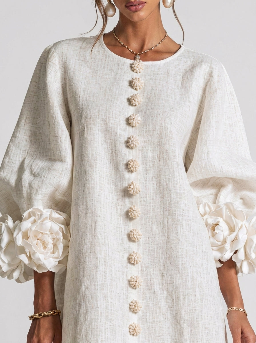 Cintia | Vestido con flores en relieve