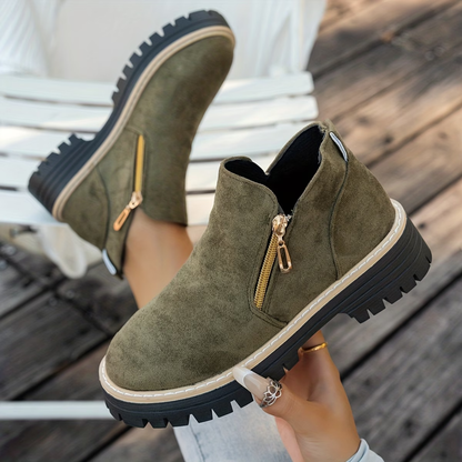 Encarnación | Botines con Cremalleras Doradas