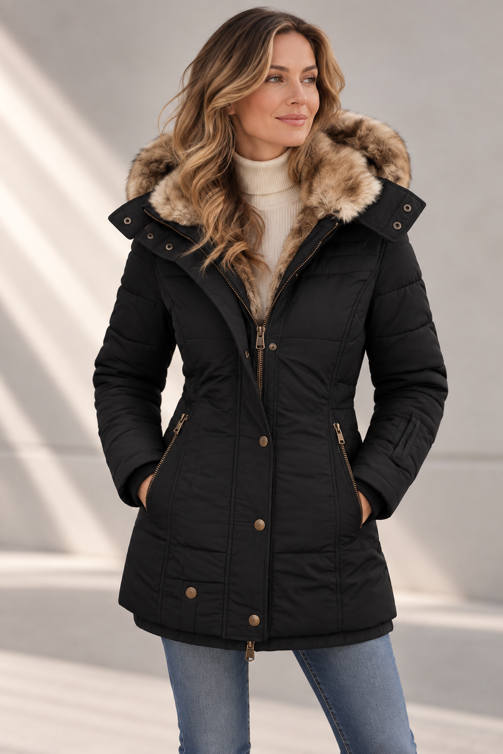 Valeria | Abrigo de invierno cálido forrado de piel