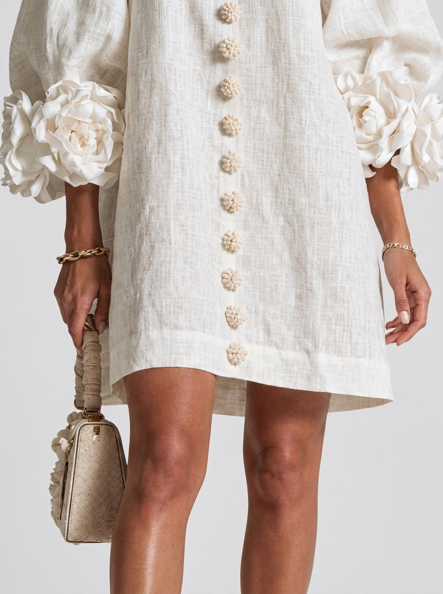 Cintia | Vestido con flores en relieve
