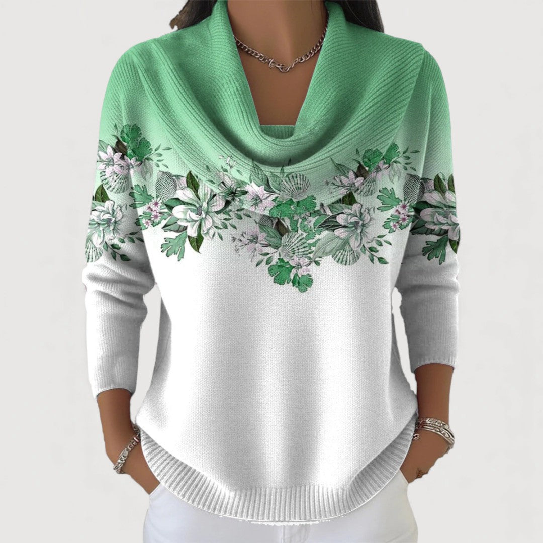 Alba | Jersey Floral con Cuello Vuelto
