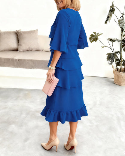 Sofía – Vestido Elegante y Fluido con Volantes