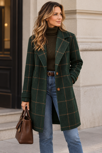Graziella | Abrigo largo de tweed a cuadros