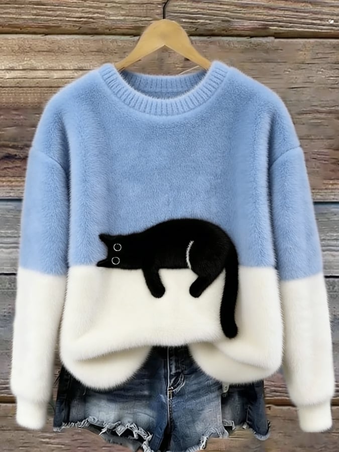 Cristina | Jersey Oversize Elegante con Gato