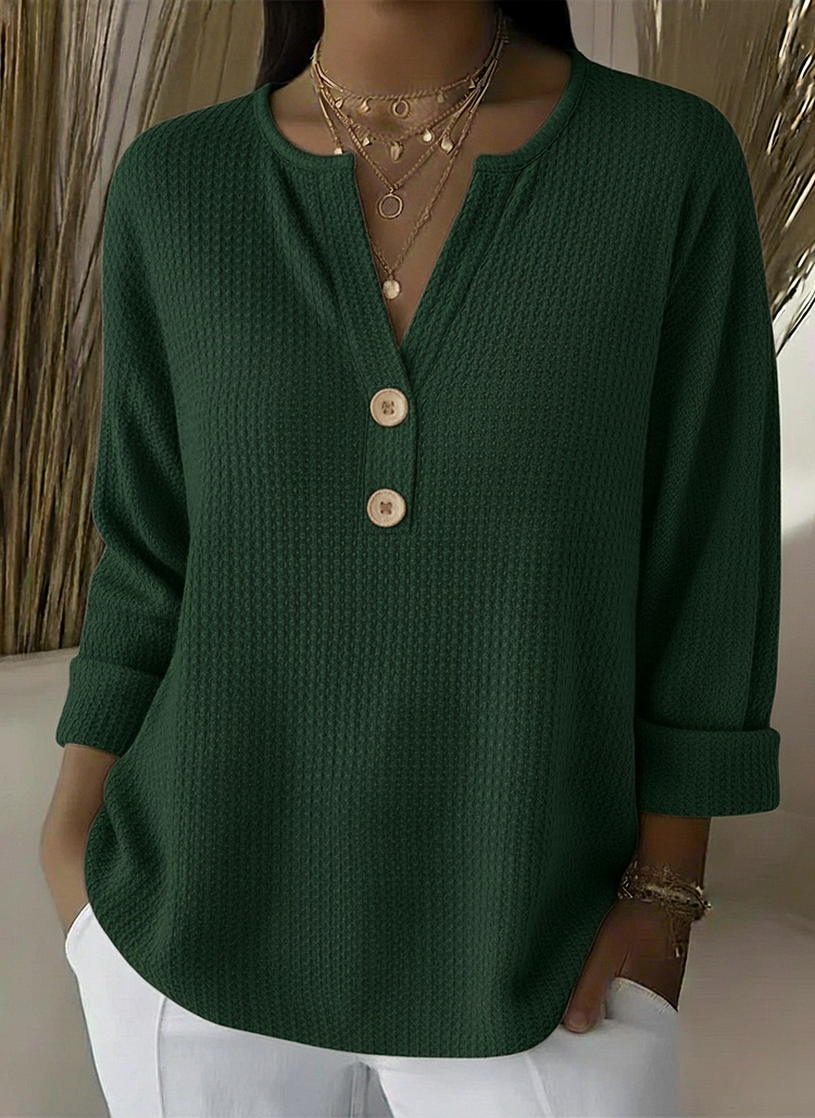 Lucía | Camiseta Henley Gofrada con Botones