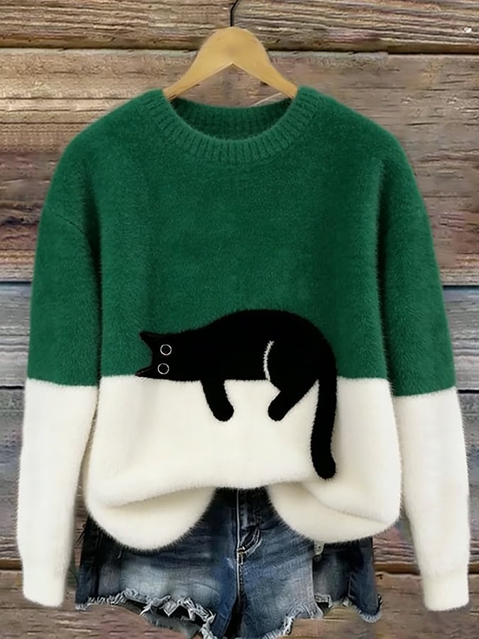 Cristina | Jersey Oversize Elegante con Gato