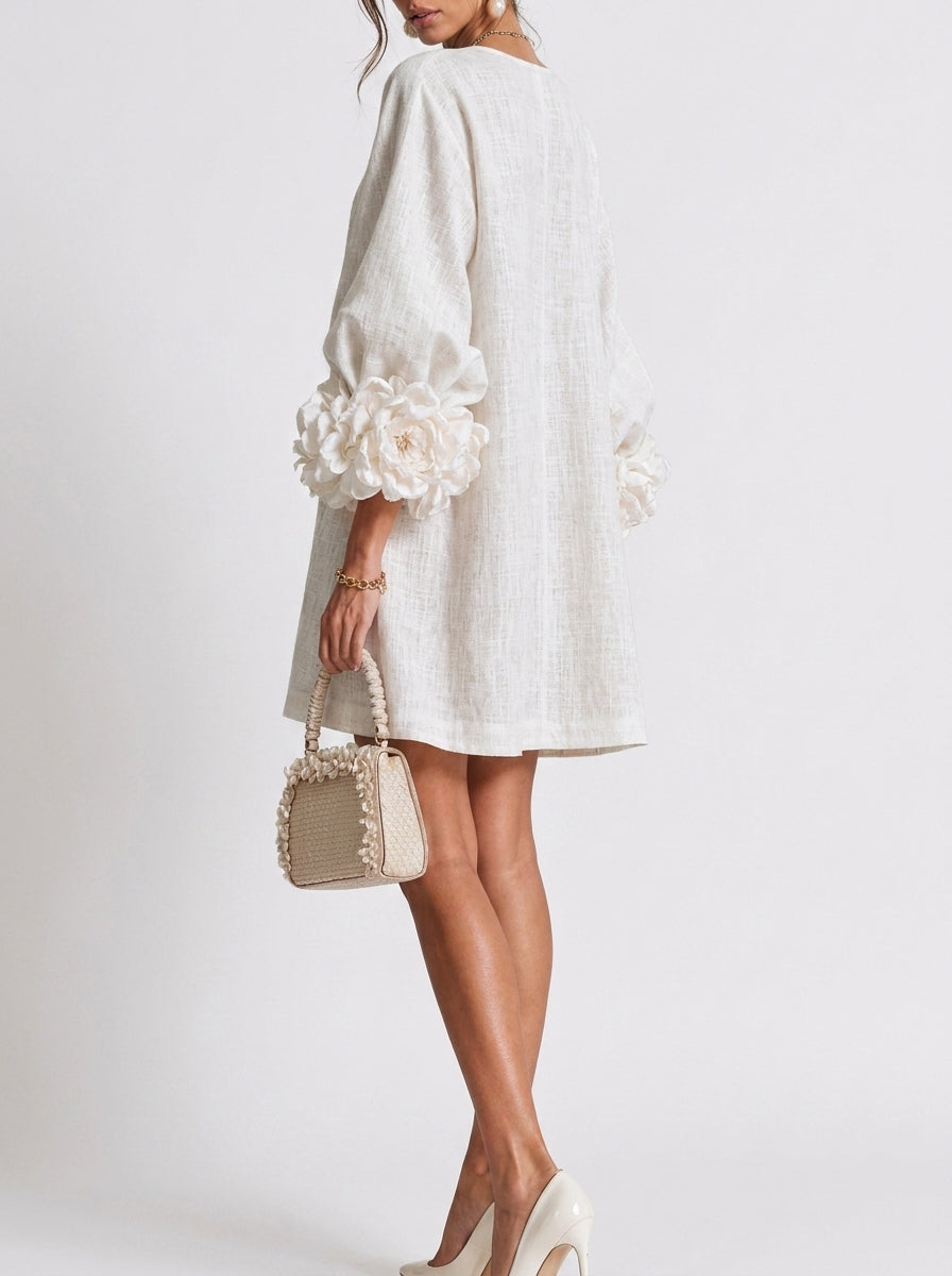 Cintia | Vestido con flores en relieve