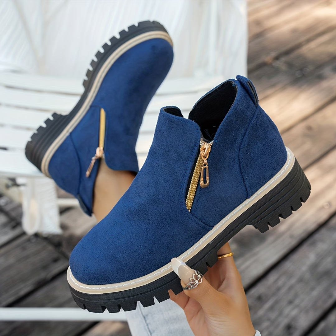 Encarnación | Botines con Cremalleras Doradas