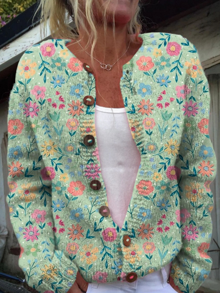 Inés Cárdigan Vintage Floral con Botones