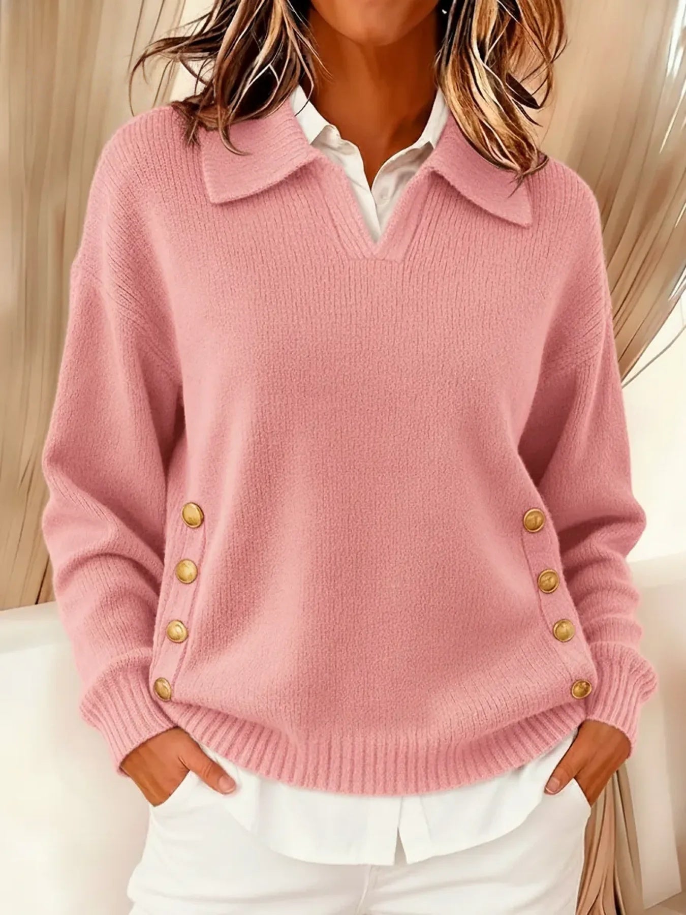 Vicenta | Jersey con Cuello Polo y Botones