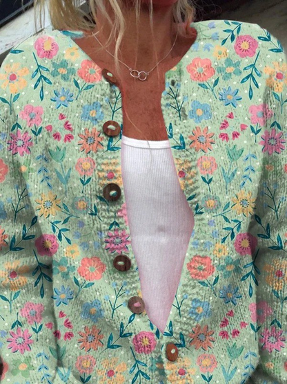 Inés Cárdigan Vintage Floral con Botones