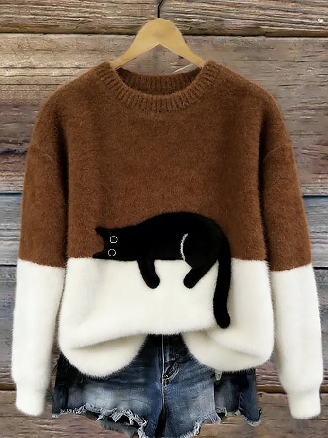 Cristina | Jersey Oversize Elegante con Gato