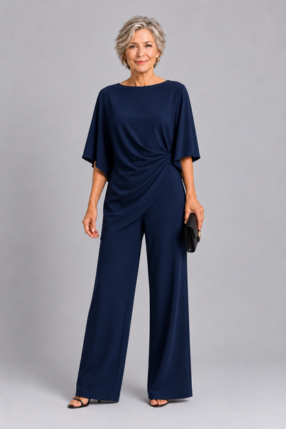 Gabriella | Conjunto de blusa drapeada y pantalones amplios