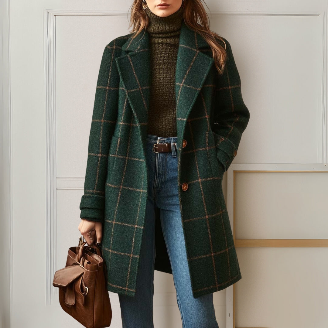 Graziella | Abrigo largo de tweed a cuadros