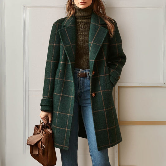 Graziella | Abrigo largo de tweed a cuadros