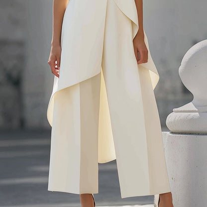 Valentina | Mono elegante con top drapeado de cuello alto