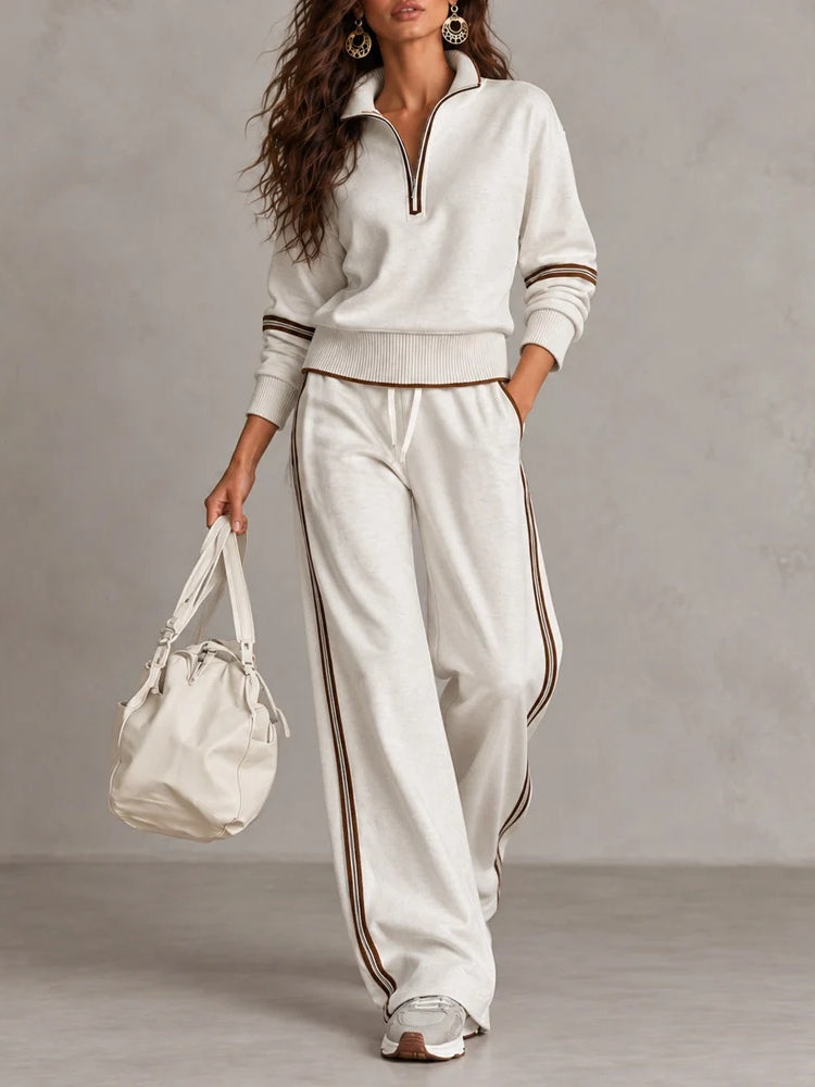 Carla | Conjunto con Sudadera de Cuello Cremallera y Pantalón de Pierna Ancha