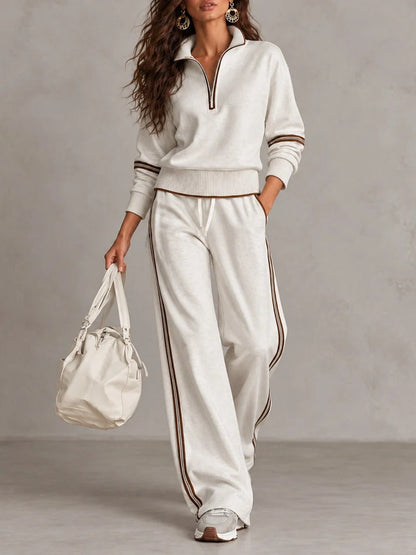 Carla | Conjunto con Sudadera de Cuello Cremallera y Pantalón de Pierna Ancha