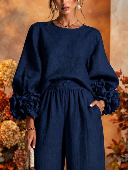 Carmen | Conjunto Azul Marino con Detalles Florales